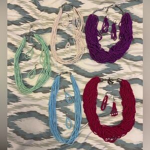 Multicolor Beaded Necklace with earrings Set